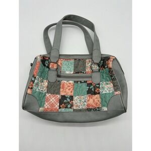 Tess Barrel Shape Handbag in Mint/Mellon/Grey Quilted‎ Patchwork